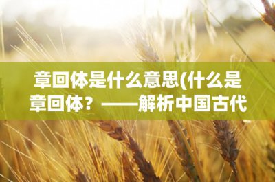 ​章回体是什么意思(什么是章回体？——解析中国古代小说的经典体裁)